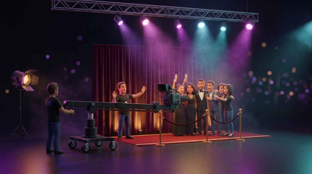 La estación a las 21:00: el Glam Booth con su cámara sobre riel, en la recepción